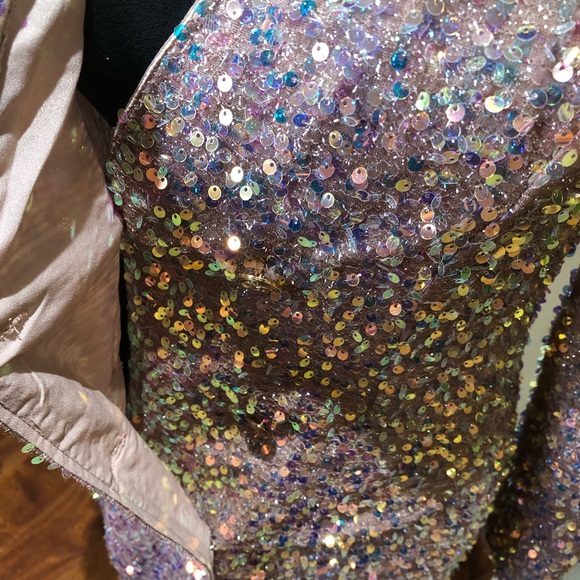 A.Peach Sequins On The Rocks Blazer Dress in Rose Gold Small - Picture 7 of 12